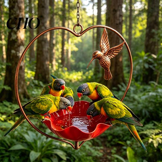 Hanging Bird Feeder Outside Hummingbird Feeder, Weather-proof Metal Butterfly Bath, Feeding Bowl for Outdoor Garden Patio Yard