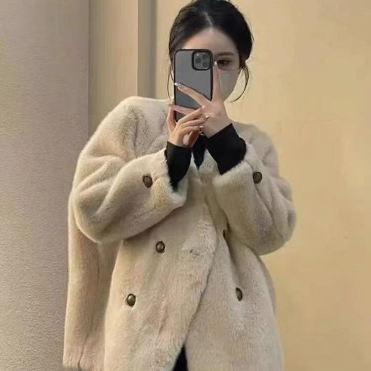 New Fur Coat Women Mink Long Plush Short Mink Top 2023 Winter