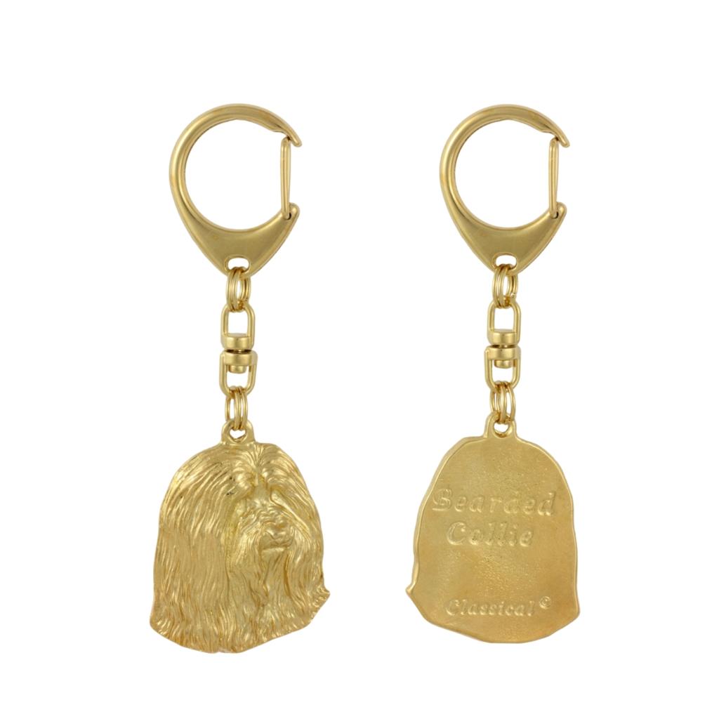 Bearded Collie, Highland Collie, Mountain Collie - Gilded Key Ring with Dog In Gift Box, Handbag Decoration, Luxury Accessory by Art-Dog Brand