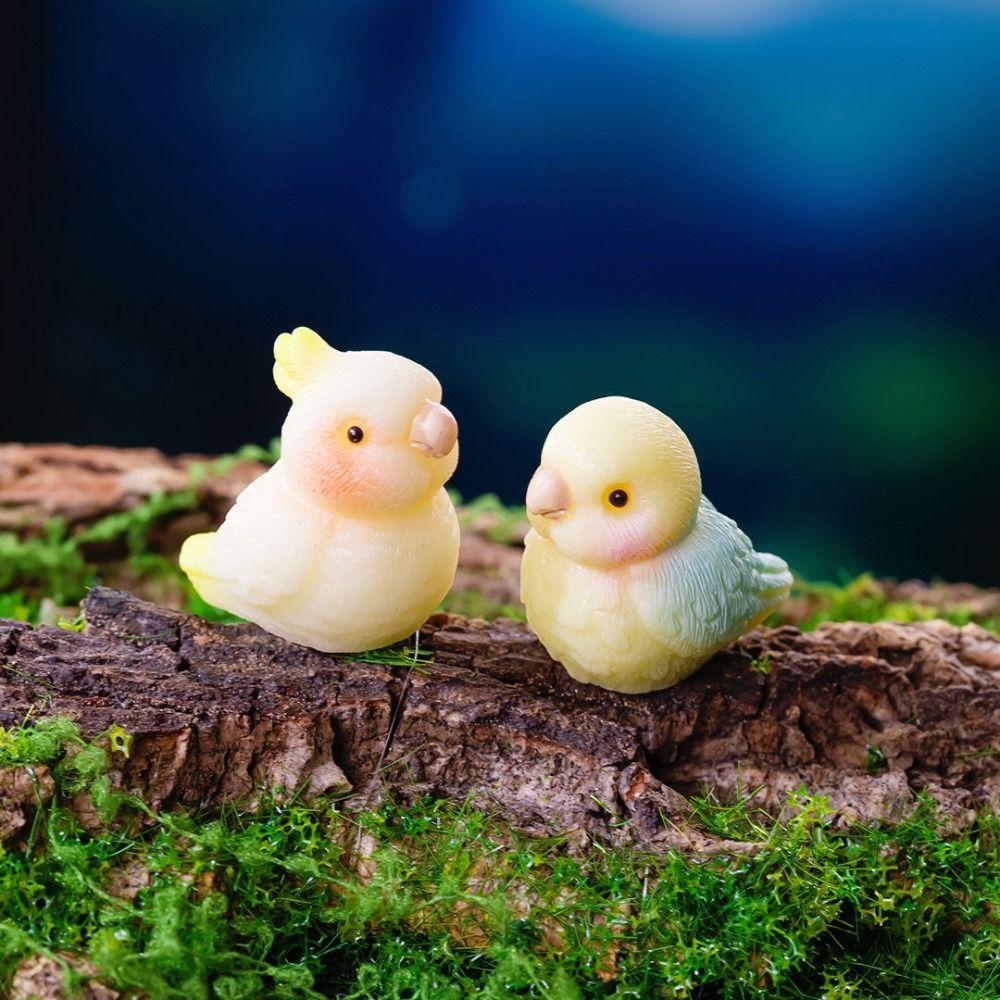 4PCS/SET Cartoon Style Parrot Decorations Resin Landscape Decoration Desktop Decoration Landscaping