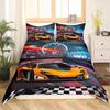 Race Car Duvet Cover Set Queen Size 3D Car Print Bedding Set Stylish Decor Boys Sport Comforter Cover Speed Sports Car Quilt Set