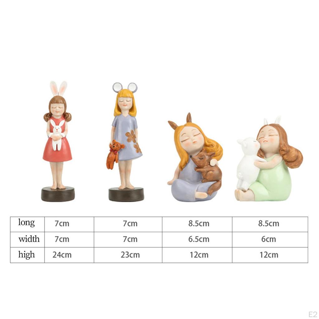 Girl Figurines Statues Crafts Creative Figure Tabletop Decoration Ornament for Car Dashboard