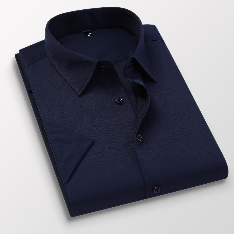 Летняя мужская приталенная однотонная рубашка с коротким рукавом Business Casual Белая рубашка Мужской бренд Большого размера 5XL 6XL 7XL Классический стиль