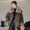Women's Short Winter Cotton Jacket with Thickened Bread Coat and Big Fur Lapel - Korean Style 2025