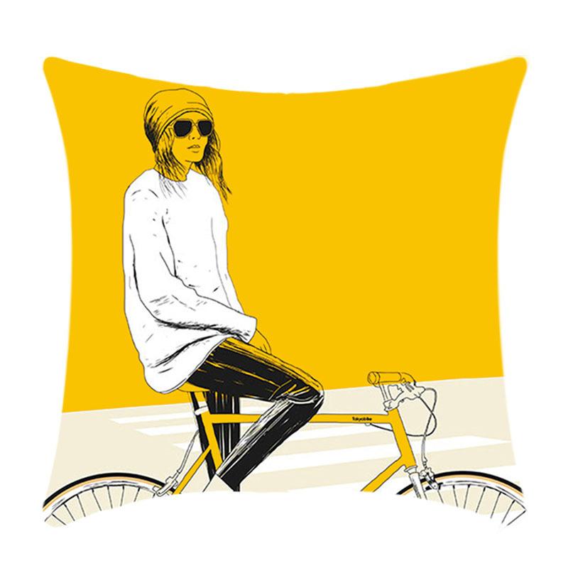 New Yellow Geometric Pillowcase Nordic Living Room Sofa Solid Color Plush Pillow Cover