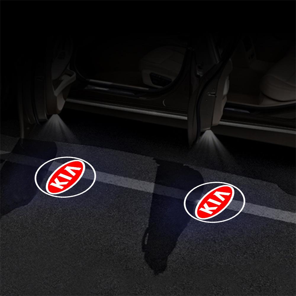 AABJD1 1/2Pcs LED Car Door Welcome Light Projector Lamp Auto Styling Decor For Kia Pegas Sorento Soul Cerato Sportage Optima Ceed KX5