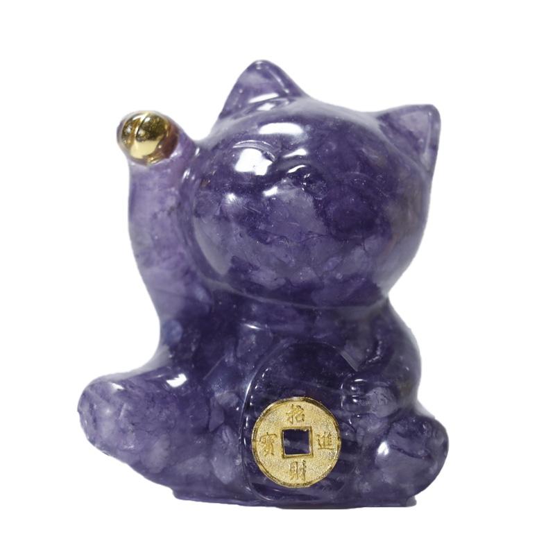 1 шт. Смола Счастливый Кот Кристалл Камень Домашнее Украшение Фигурка Животного Подарок