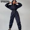 Элегантный комбинезон с капюшоном, модный женский цельный наряд с длинным рукавом, теплые комбинезоны, зимняя спортивная одежда, комбинезоны, спортивные костюмы