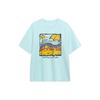 Li-Ning Футболка Sports Life с мультяшным принтом, круглым вырезом, короткими рукавами и заниженными плечами, топы унисекс, синий AHST543-3