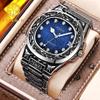 Весна 2025 Новые Мужские Роскошные Деловые Наручные часы из нержавеющей стали Винтажные Часы с кварцевым механизмом с резными узорами для мужчин Relogio