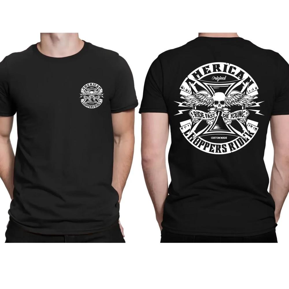 New Men's Fashionable Summer Horror Skull Print Comfortable and Breathable Round Neck Thsirt Outdoor Casual Party Top