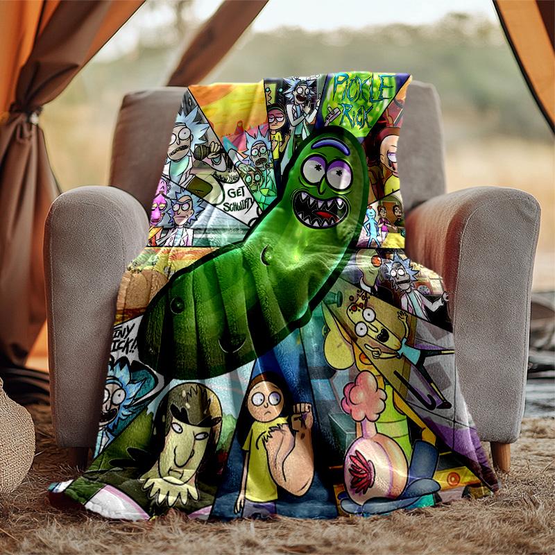 Rick Morty Flannel Blanket Soft Warm All-Season Throw, Design for Camping, Car Travel, Hiking Sofa, Bed, Office Perfect Gift for Parties
