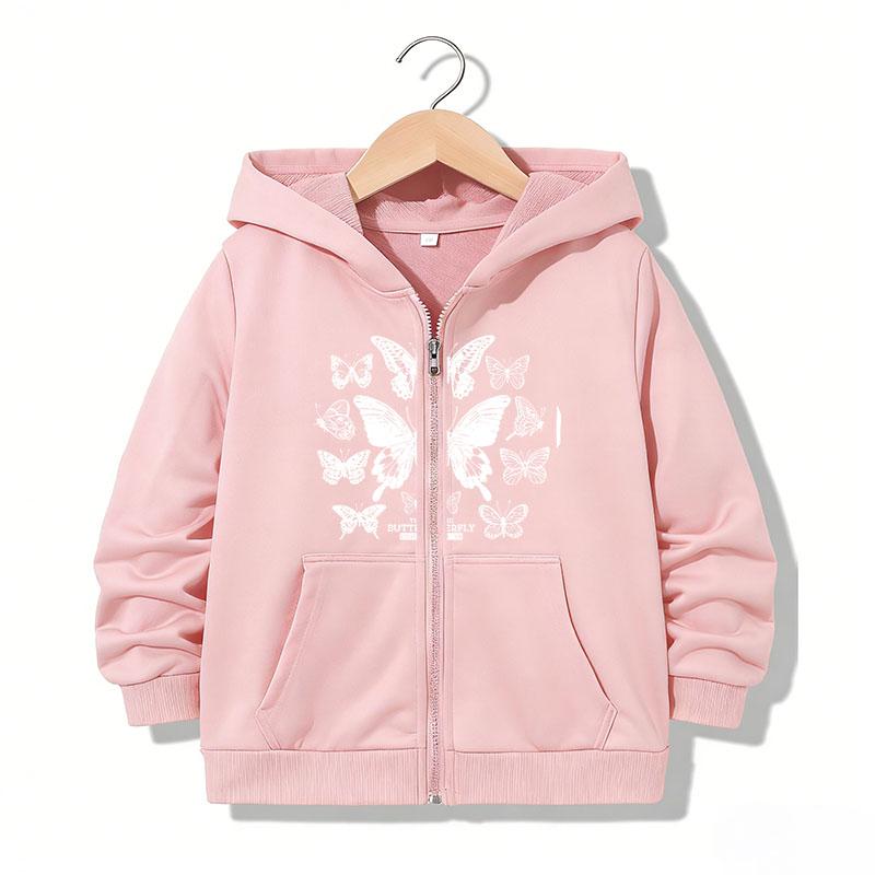 Zipper Hoodie Funny Casual Butterfly graphic Hoodies Jackets Boys Girls Y2k Zip Up Sweatshirt hoodies