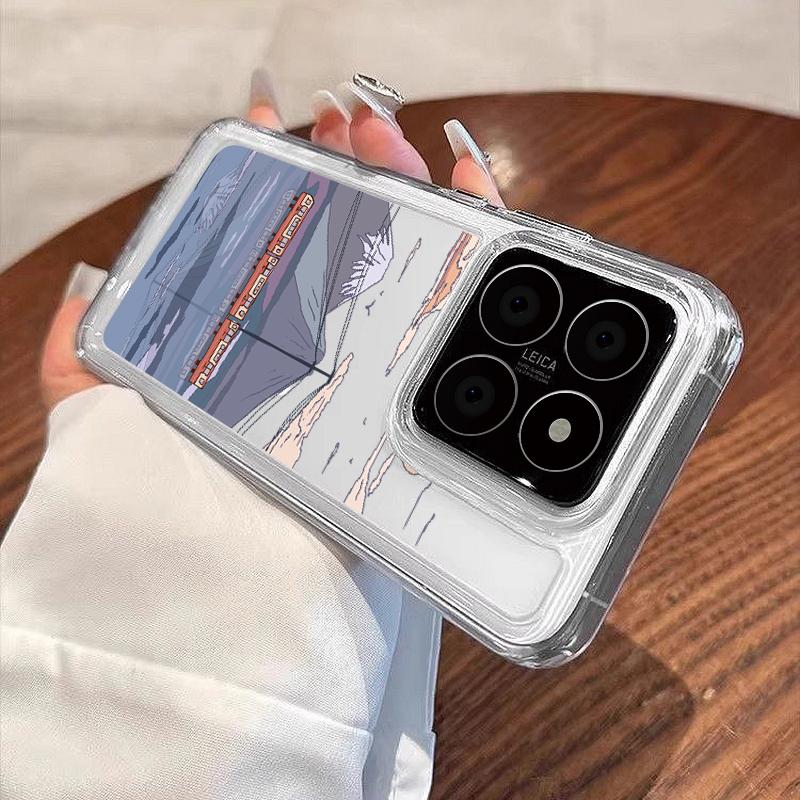 Прозрачный чехол для телефона с рисунком анимационных гор для Xiaomi 13T 11T Poco F6 X6 X5 Pro Redmi Note 13 12 Pro 11 10, мягкий силиконовый противоударный прозрачный чехол