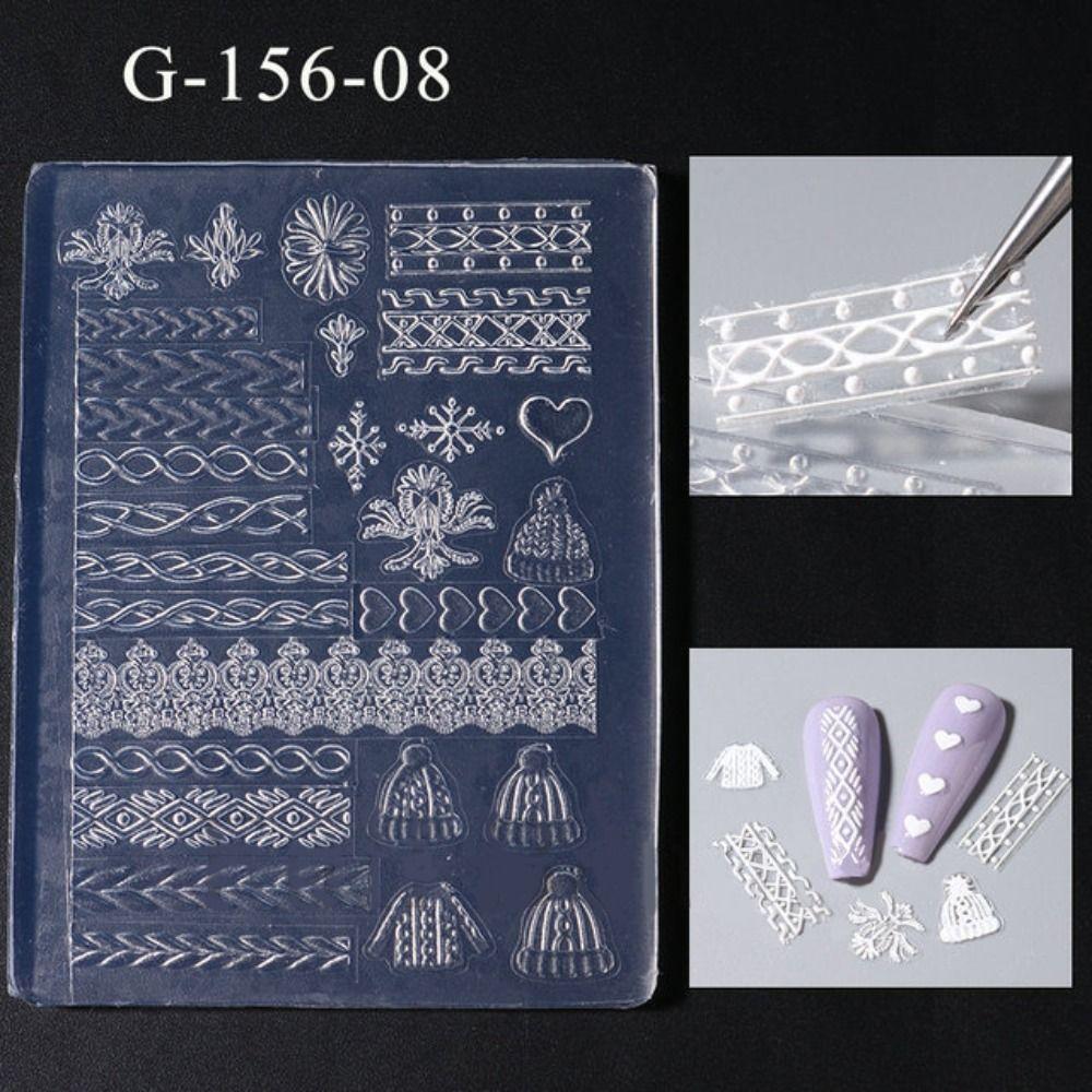 Winter Sweater Nail Carving Manicure Tool Snowflake Relief Mould Hot Gel Stencils for nail diy