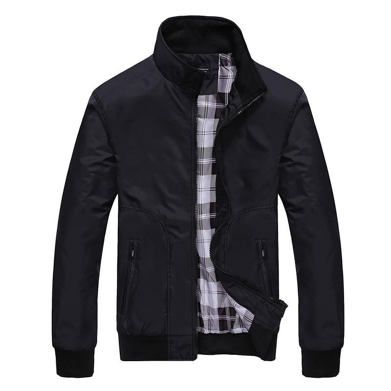 High Quality Handsome  Spring Autumn Men's Business Casual Jacket Solid Color Fashion Without Trace Standing Collar M-4XL