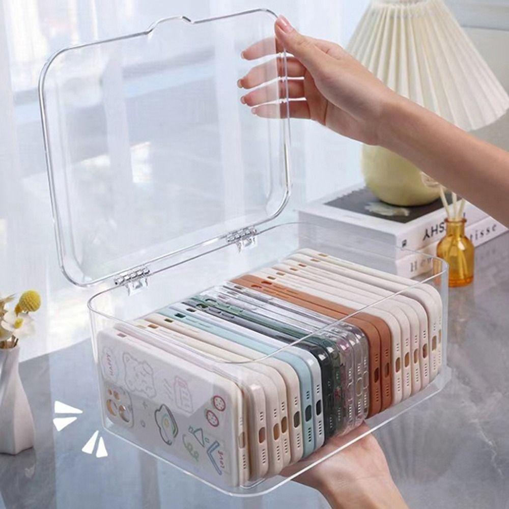Transparent Cosmetics Storage Box Plastic Phone Case Organizer Facial Mask Storage Box  Sundries