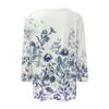 Women's Fashion Casual 3/4 Sleeve Floral Button Printed Round Neck Pullover Top Casual Clothing