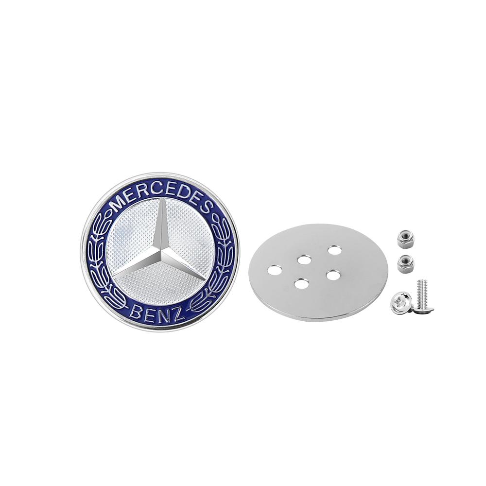60mm Aluminum ABS Car Flat Hood Emblem Sticker Front Badge Logo Decor Accessories For Mercedes Benz AMG W124 W203 W204 W212 W220
