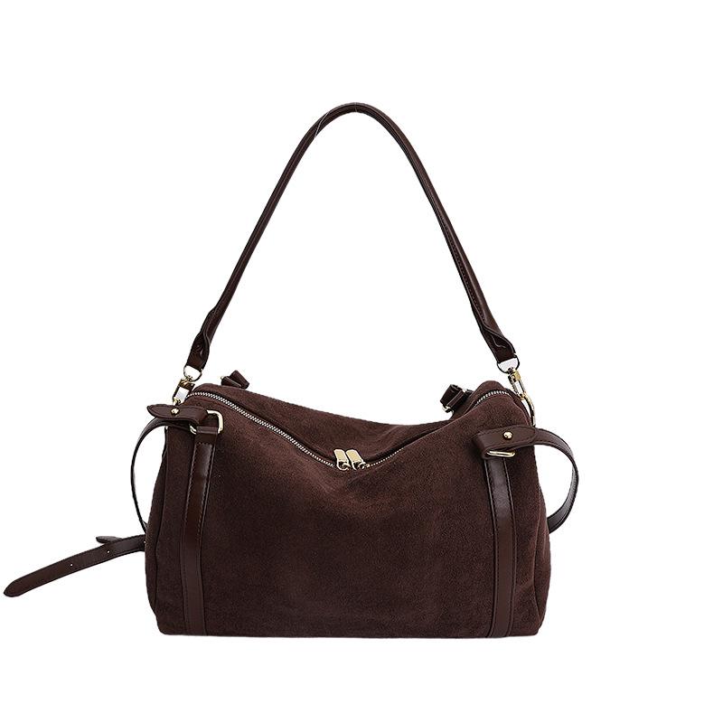 Винтажная матовая женская сумка-тоут большой вместимости «Бостон»: Сумка-боулинг на плечо и через плечо Осень/Зима