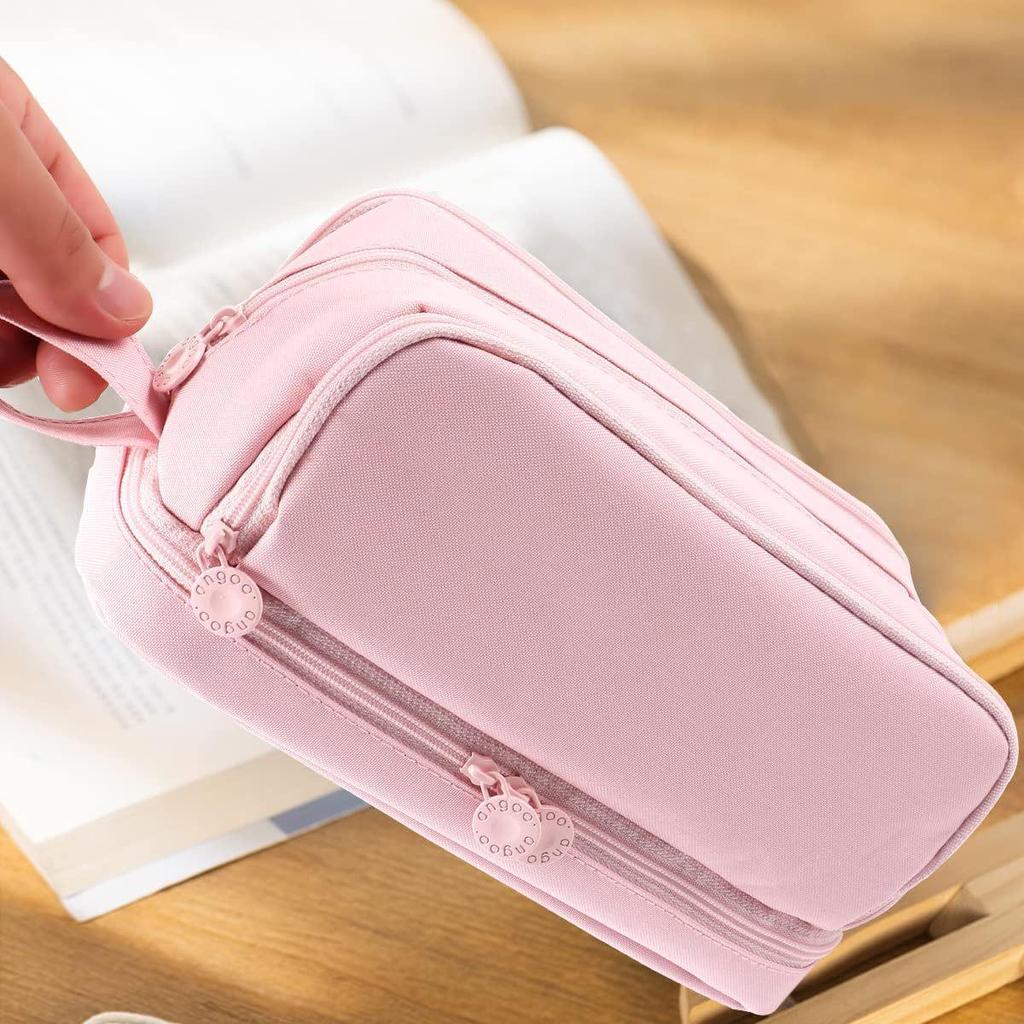 Пенал студенческий двухслойный однотонный большой вместимости