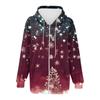 Женская мода повседневная рождественская принтовая толстовка зимняя с длинным рукавом кардиган куртка с карманом на молнии толстовка с капюшоном куртка
