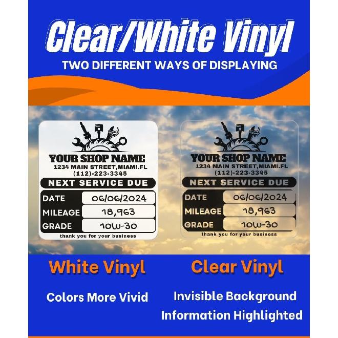 Oil Change Stickers With No Residue, Personalized Oil Change Reminder Sticker For Windshield, Clear Next Service Due Labels For Car Auto Vehicle