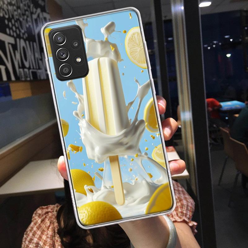Яркий чехол для телефона с мороженым и эскимо для Samsung A54 A57 A37 A17 A14 A15 A12 A24 A34 A55 A35 A25 A52S A07 A05S A04S A22 A