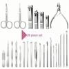 26-Piece Stainless Steel Manicure Set: Portable Nail Clippers, Cuticle Scissors & More