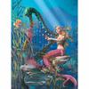Diamond Painting Cross Stitch Full Round Drill Mermaid Playing the Piano Diamond Embroidery