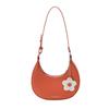 Dumpling Shape Flower Shoulder Bag Flower Pendant Women Underarm Bag Half-moon Bag  Streetwear