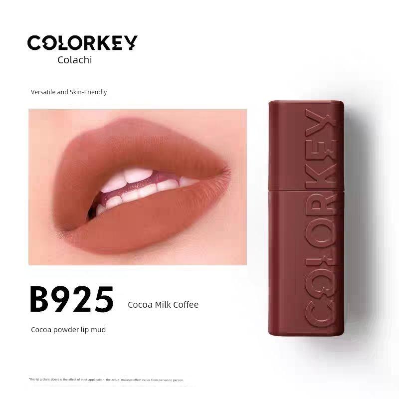 Colorkey Coco Powder Mist Lip Gloss Matte Lip Mud Velvet Lipstick Non-Stick Cup Red Brown Lip Glaze