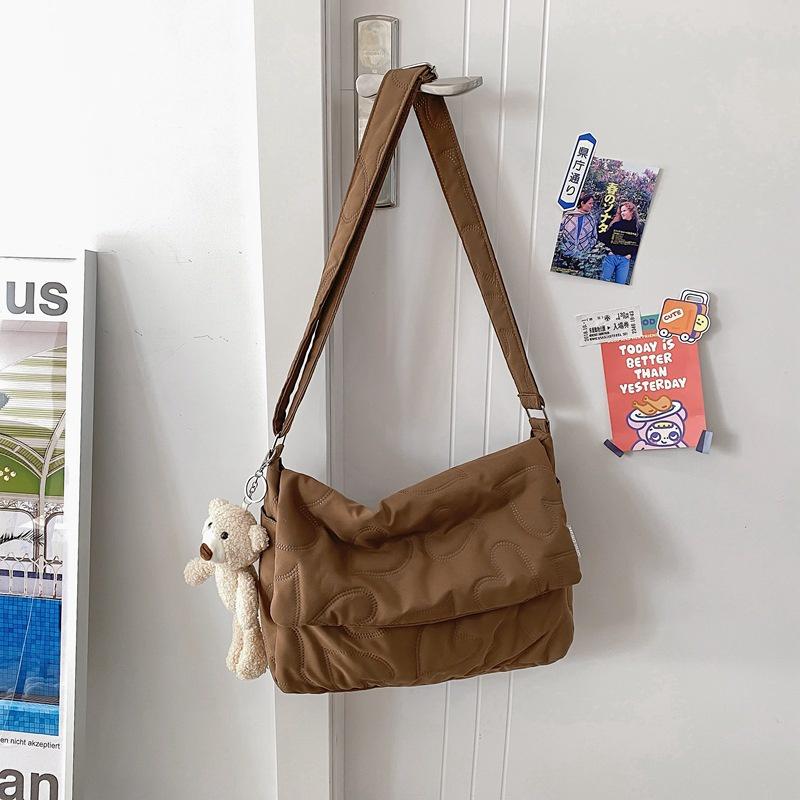 IELGY Женская простая литературно-художественная сумка-мессенджер большой вместимости с ромбами, небольшая свежая и универсальная сумка-мессенджер. (нет кулона)