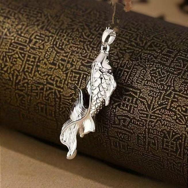Women's Koi Carp Pendant Necklace - Chinese Style Fish Collarbone Chain Gift