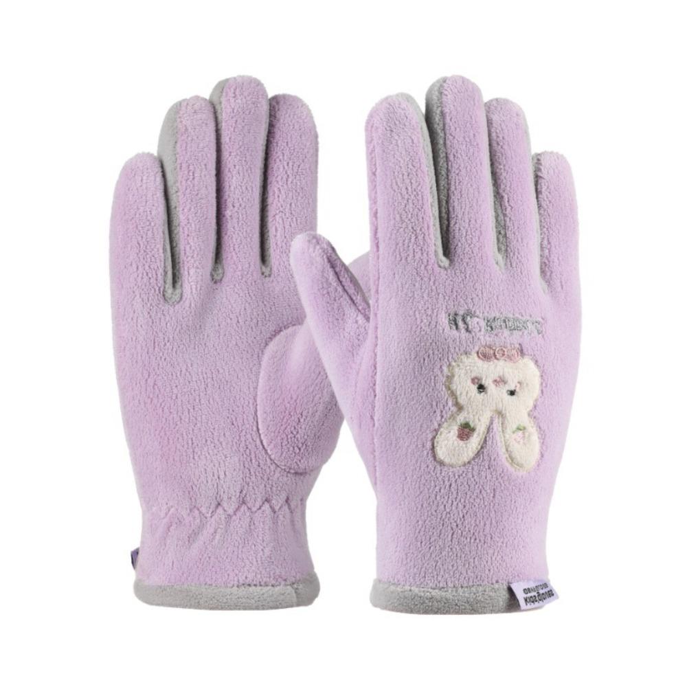 Plush Ski Gloves Polar Fleece Full Finger Gloves New Windproof Coldproof Gloves Autumn and Winter