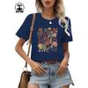 YYFS Женские модные повседневные летние весенние блузки и рубашки с цветочным узором и коротким рукавом с круглым вырезом