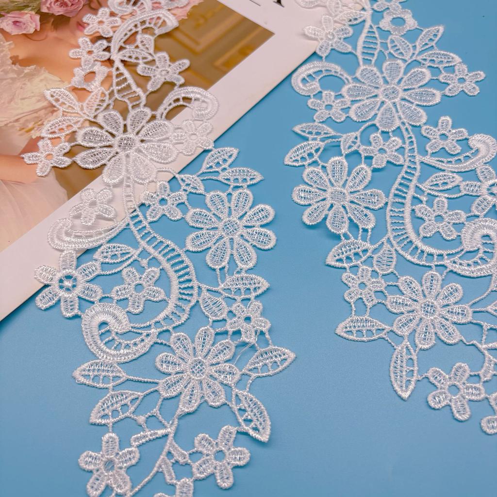Water Soluble Lace Pair Flower Polyester Light Embroidery Pair Flower Patch Hollow Cloth Sticker Flower Diy Clothing Accessories Black And White
