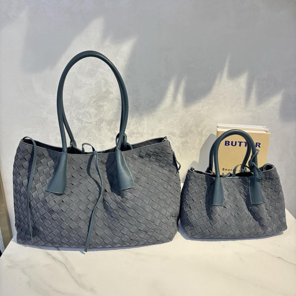 Осенняя ретро плетёная сумка-тоут из замши: Универсальная сумка через плечо и через плечо