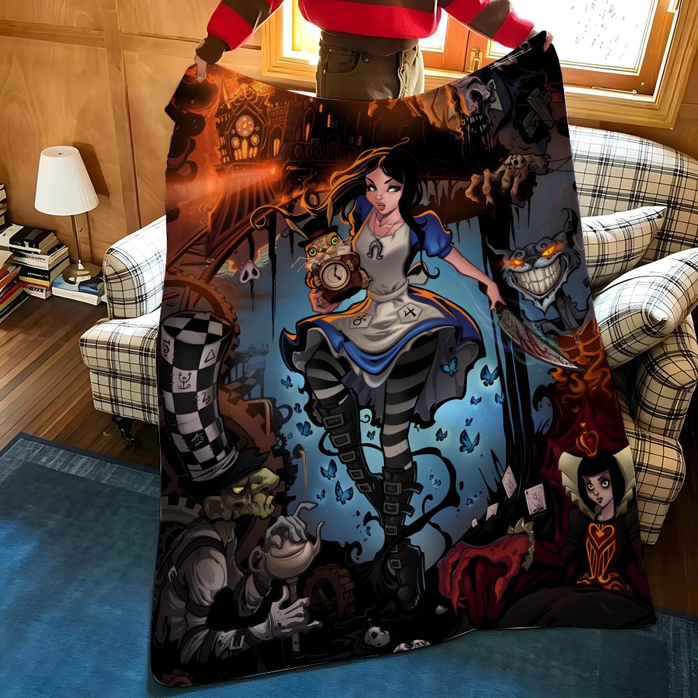 Игровое одеяло A-Alice M-Madness R-Returns, флисовое, уютное, с принтом, портативное, прочное, машинная стирка, милое, классное