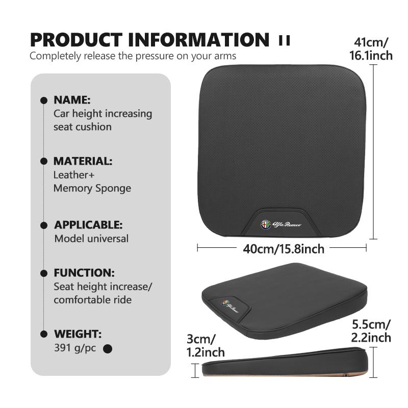 For Alfa Romeo Breathable Car Seat Cushion Heightening Mat Non-Slip Pad 159 Giulietta 156 147 Giulia Mito GT Stelvio Spiderxya563