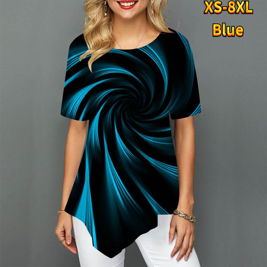 Женские футболки больших размеров с принтом торнадо, свободные повседневные топы, женская нерегулярная летняя одежда для женщин