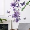 Purple Flowers Wall Stickers Home Decor Green Plants Butterflies Bedroom Living Room Wall Decoration Decal Stickers