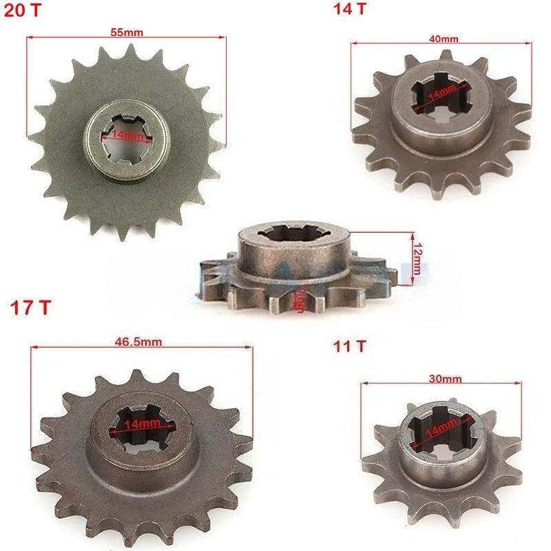 T8F 11T 14T 17T 20T Tooth Front Clutch Gear Box Pinion Sprocket for 47cc 49cc 2 Stroke ATV Quad Dirt Pocket Mini Motor Bike