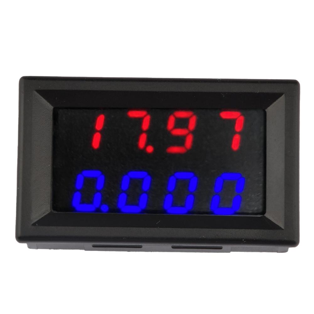 DC 500V 10A Digital Voltmeter Adjustable Voltmeter Ammeter 0.28 inch 4-Digit Red Blue LED Dual Display Amp Volt Meter Gauge