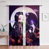 Hot-Blooded Girl Anime Printed Curtains Suitable For Children's Room Dormitory Living Room Study Room Decorative Curtains 2 PCS