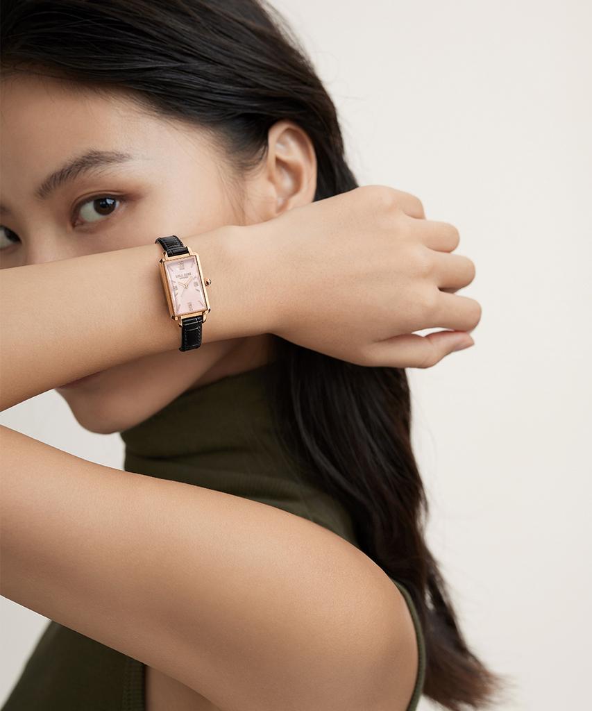 Lollalojeu Ms. Lola Pink Acetate Leather Watch Milanese Strap Gift Set