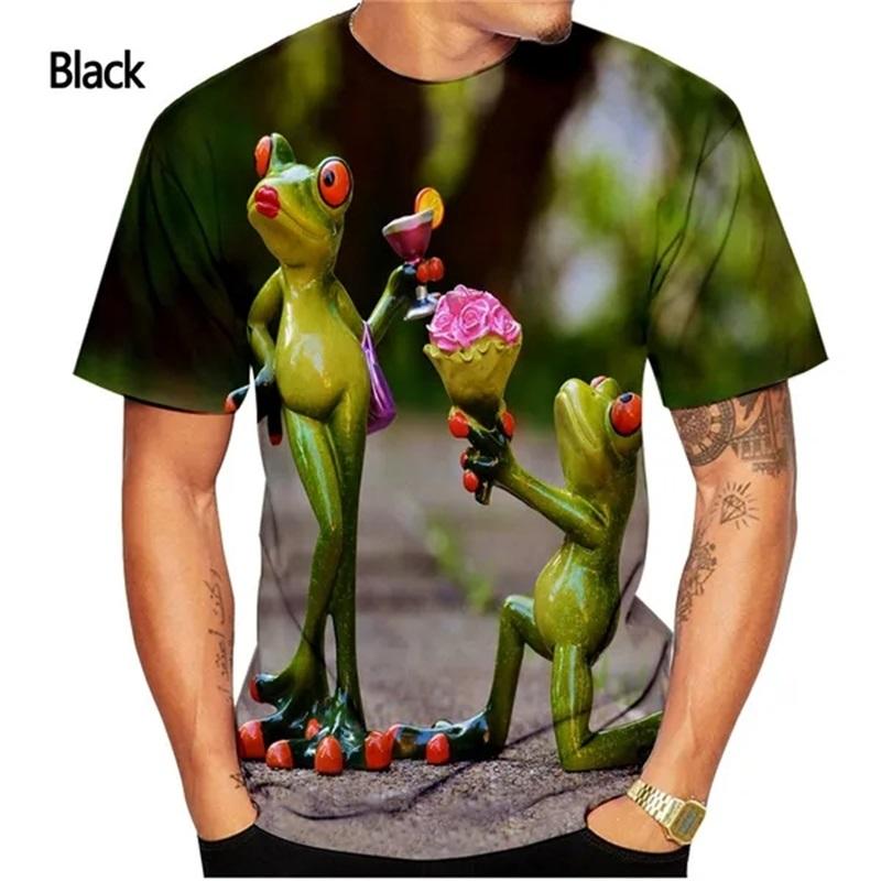 Модная футболка с забавной лягушкой и 3D принтом, летние повседневные футболки с короткими рукавами для мужчин, мужские футболки большого размера с круглым вырезом