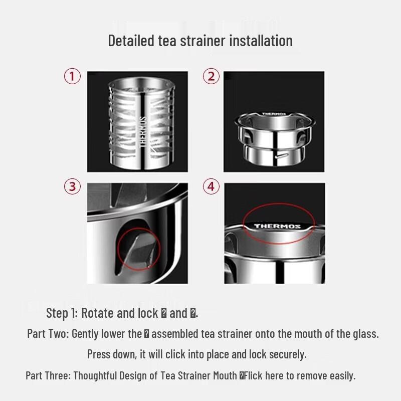 Thermos Бутылка с двойными стенками и стеклянным заварником для чая