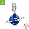 Yinziyun Korean Fashion Blue Planet 925 Silver Beaded Bracelet Pendant SCC933