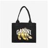Ganni Large Banana Logo Easy Shopper Tote Bag A6897 099